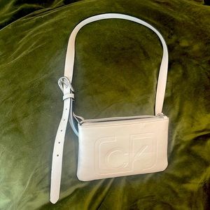Calvin Klein Small White Leather Belt Bag
